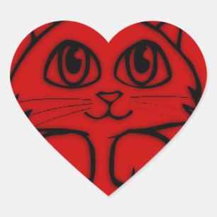 Peking Kitten Red Heart Hart Sticker