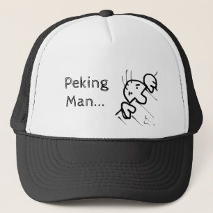 Peking Man Schattigee Cartoon Man gluren over een Trucker Pet