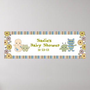 Peking Monsters Baby shower Banner Poster