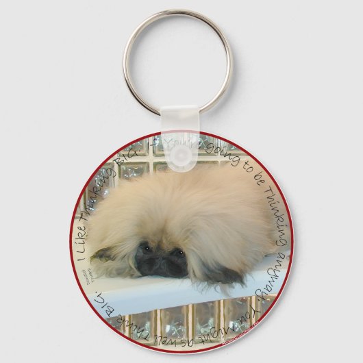 Pekingees Groot Denken Sleutelhanger (Voorkant)