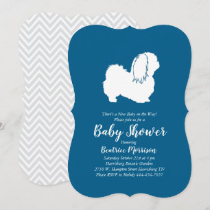 Pekingees Hond Baby Shower Jongen Blauw Kaart