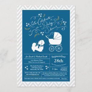 Pekingees Hond Baby Shower Jongen Blauw Kaart