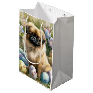 Pekingees Hond met Pasen Eieren Vakantie  Medium Cadeauzakje