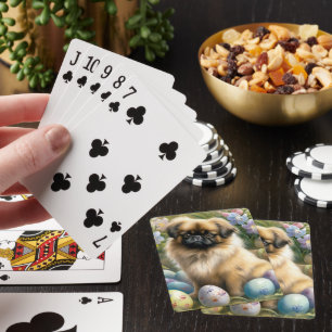 Pekingees Hond met Pasen Eieren Vakantie Pokerkaarten