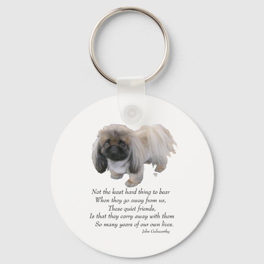 Pekingees Hond Regenboogbrug Sleutelhanger (Voorkant)