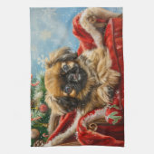 Pekingees Honden Kerst Feestelijk Theedoek (Verticaal)