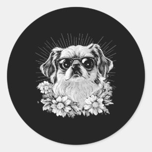 Pekingees Hondenliefhebber Retro Style Tattoo _1 Ronde Sticker