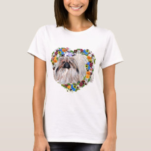 Pekingees in een bloemhart t-shirt