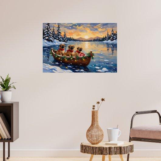 Pekingees Kerstboot Vakantie Poster (Woonkamer 3)