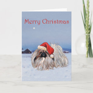 Pekingees Kerstkaart Feestdagen Kaart
