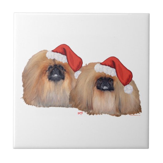 Pekingees Kerstmis Tegeltje (Voorkant)