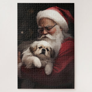 Pekingees met Kerstman Festive Kerstmis Legpuzzel