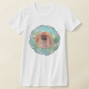 Pekingees op een aquamarijne achtergrond t-shirt