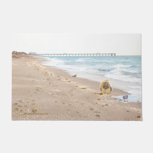 Pekingees op het Strand Deurmat (Voorkant)