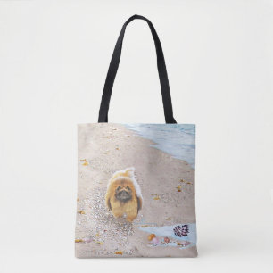 Pekingees op het Strand Draagtas
