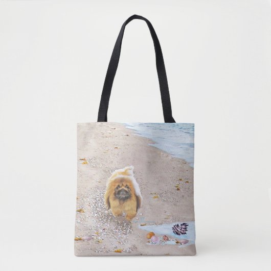 Pekingees op het Strand Draagtas (Voorkant)