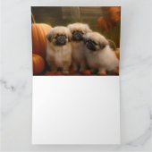 Pekingees Puppy Autumn Delight Pumpkin Kaart (Binnen)