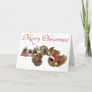 Pekingees viert Kerstmis Feestdagen Kaart