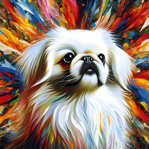 Pekingees Wit Acrylprint Kleurrijk Levendig Legpuzzel