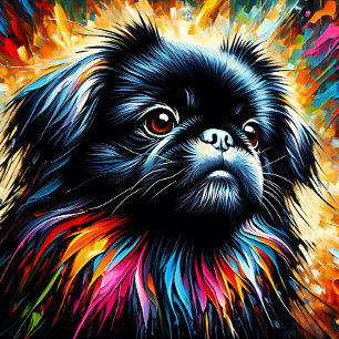 Pekingees Zwart Acrylprint Kleurrijk Levendig Legpuzzel