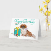 Pekingese Birthday Kaart (Gele Bloem)