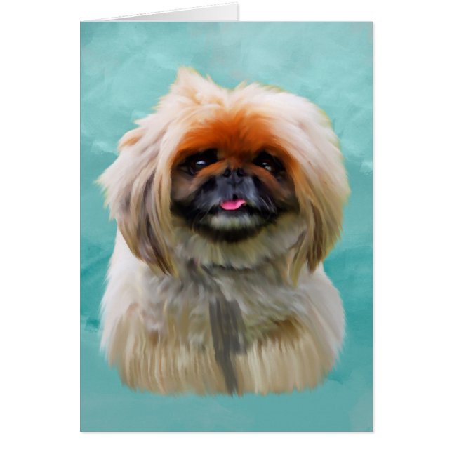 Pekingese Chien Aquarelle Art Portrait (Devant)