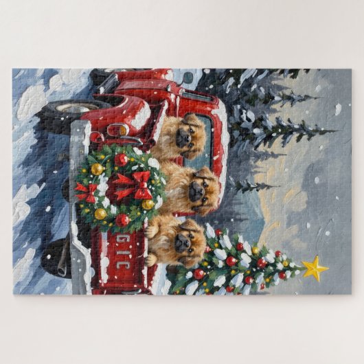 Pekingese Christmas Red Truck Holiday Legpuzzel (Horizontaal)