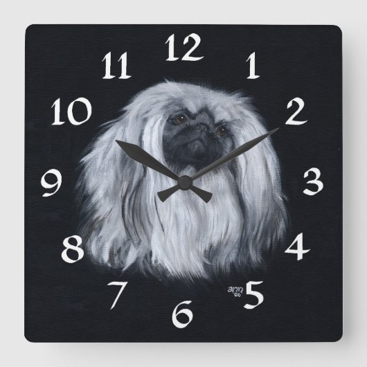 Pekingese Clock Vierkante Klok (Voorkant)