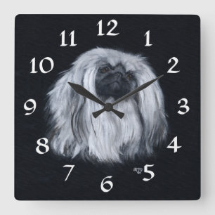 Pekingese Clock Vierkante Klok