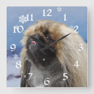 Pekingese Clock Vierkante Klok