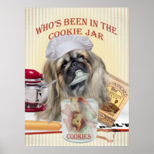 Pekingese die in het Poster van de Koekjespot is g