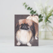 Pekingese Dog Art Briefkaart (Staand voorkant)
