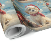 Pekingese Dog Christmas  Beach Cadeaupapier (Rol Hoek)
