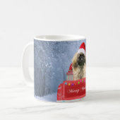 Pekingese Dog in sneeuw, met kersttruck Koffiemok (Voorkant links)