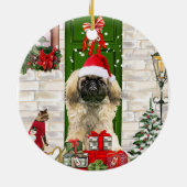 Pekingese Dog Kerstmis Keramisch Ornament (Achterkant)