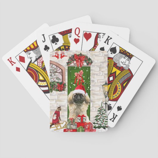 Pekingese Dog Kerstmis Pokerkaarten (Achterkant)