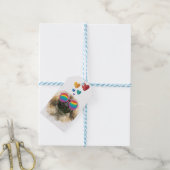 Pekingese Dog met harten Valentijnsdag Cadeaulabel (Met Touw)