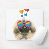 Pekingese Dog met harten Valentijnsdag Muismat (Met muis)
