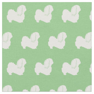 Pekingese Dog Silhouette Pet Sage Green Stof