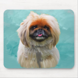 Pekingese Dog Waterverf Art Portret Muismat