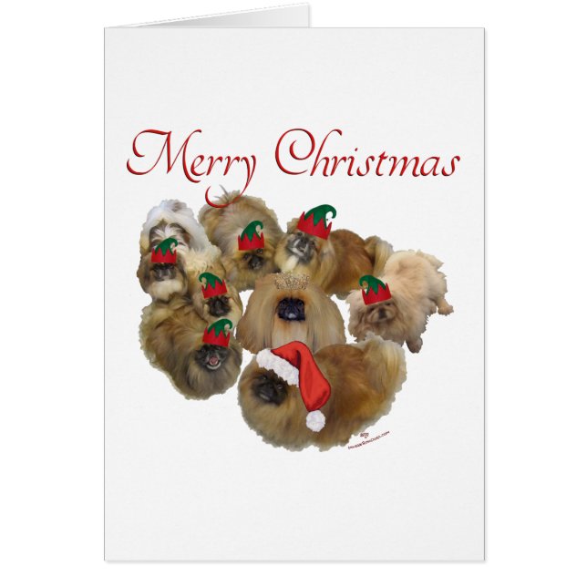 Pekingese Groep Kerstmis (Voorkant)