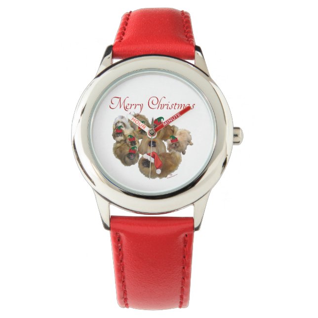 Pekingese Group Kerstmis Horloge (Voorkant)