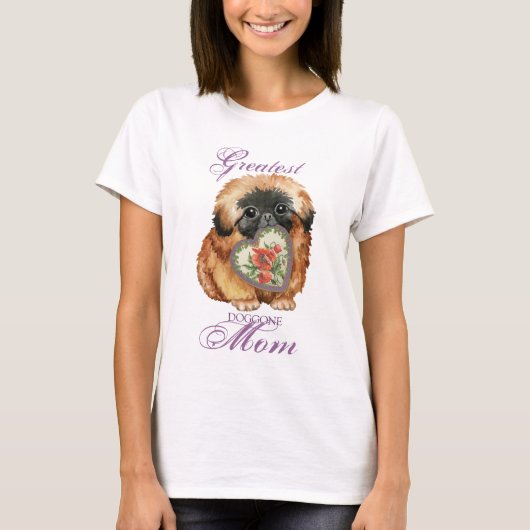 Pekingese Heart mama T-shirt (Voorkant)