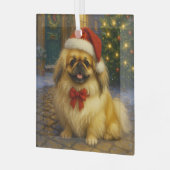 Pekingese Holiday Glas Ornament (Voorkant links)