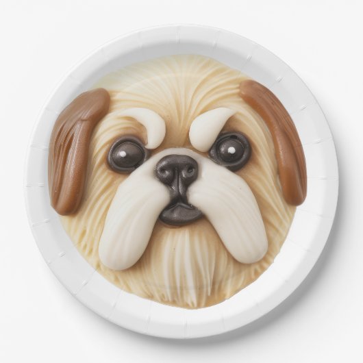 Pekingese hond 3D geïnspireerd Papieren Bordje (Voorkant)