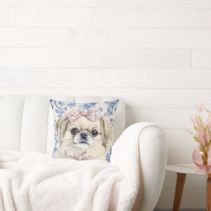 Pekingese hond Blauw Toile Kussen