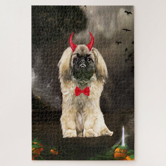 Pekingese Hond in Halloween Kostuum Legpuzzel (Verticaal)
