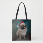 Pekingese Hond in Sneeuw Kerstmis Draagtas (Voorkant)