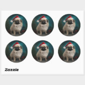 Pekingese Hond in Sneeuw Kerstmis Ronde Sticker (Vel)