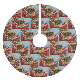 Pekingese Hond Kerstfeest Kerstboom Rok